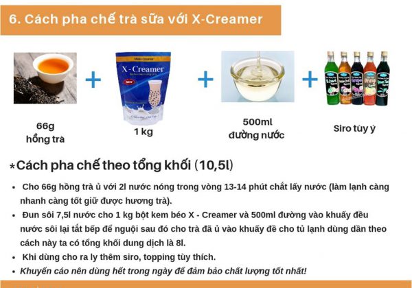 Cách dùng X - Creamer pha trà sữa theo tổng khối